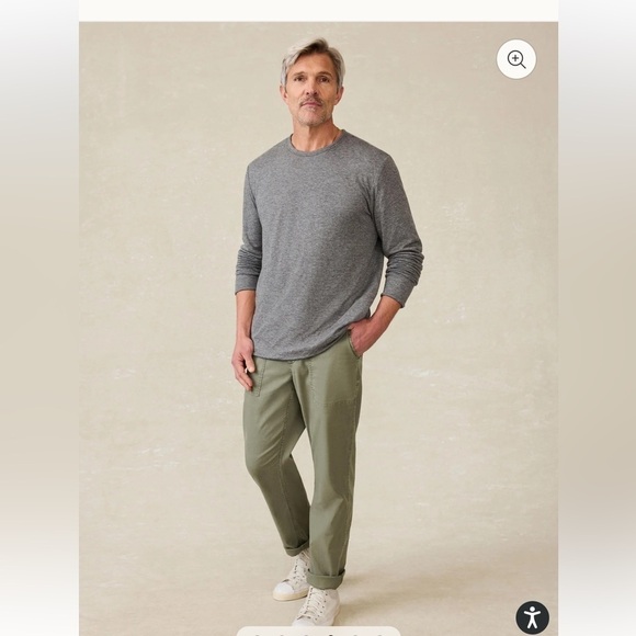 FAHERTY cloud reversible crew shirt in medium M grey heather / navy cream - Picture 5 of 17